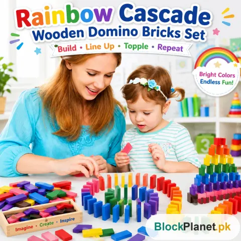 Rainbow Cascade Wooden Domino Bricks Set (2025-52)