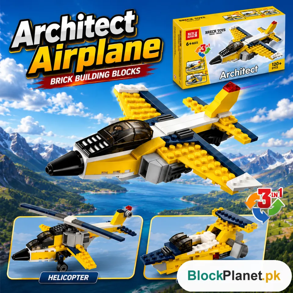 Architect Airplane Brick Set 3-in-1 Building Blocks – (130 Pieces | 3105)